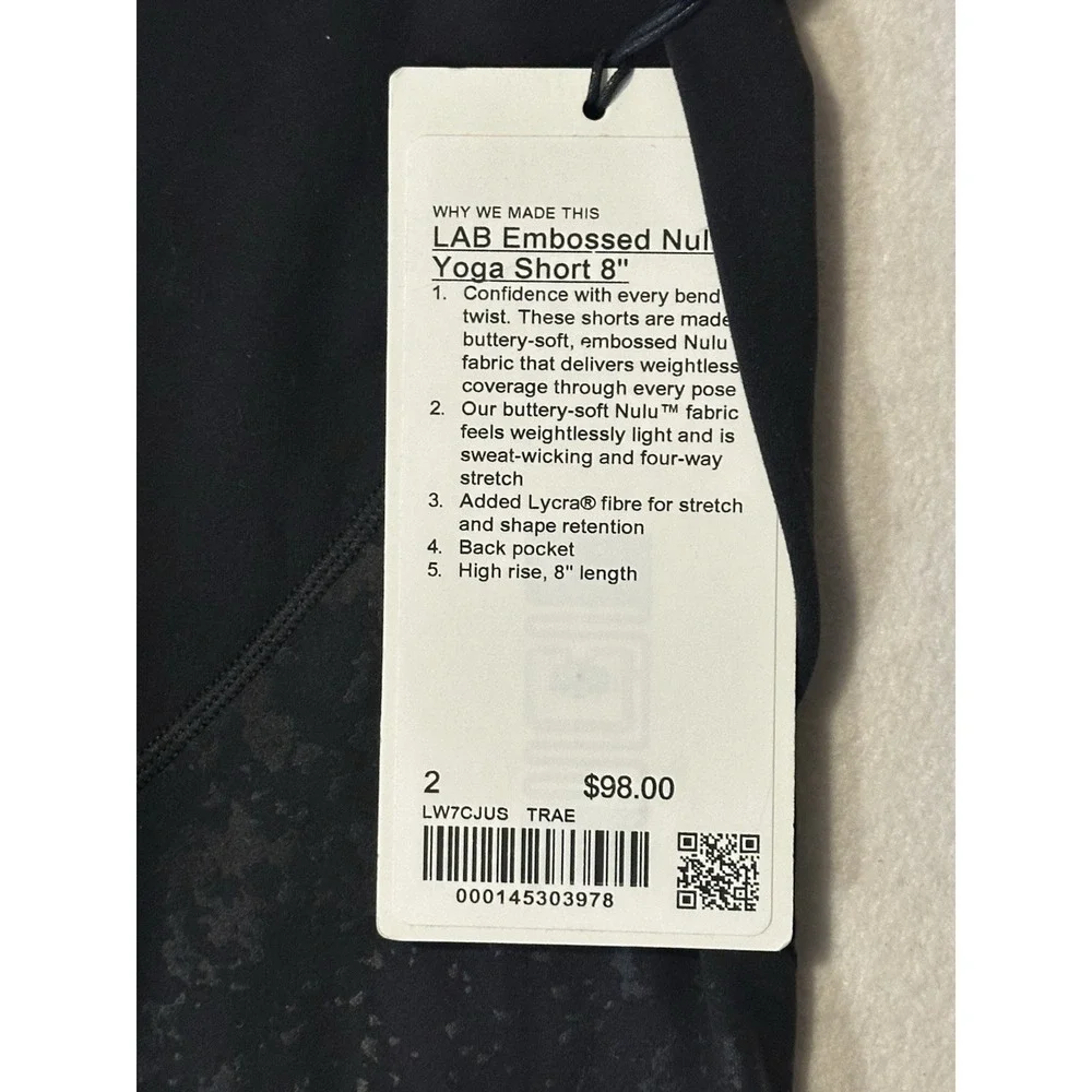 NWT Lululemon Lab Embossed Nulu Yoga Short 8